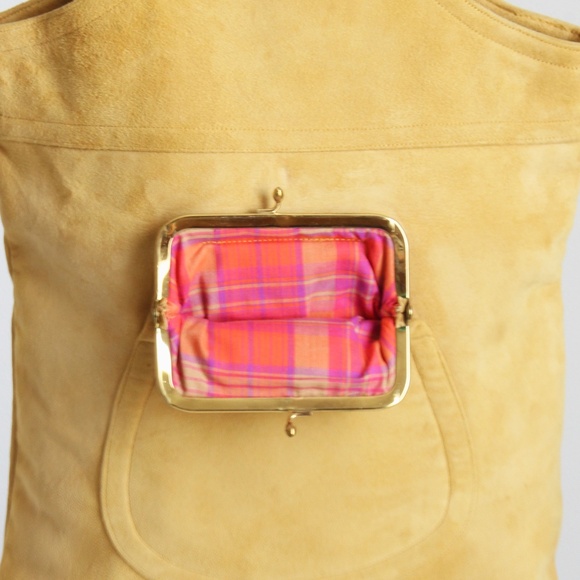 Bonnie Cashin Sling Bag Cashin Carry Suede Leather Kiss Lock Tote Vintage 1960s - Picture 4 of 12